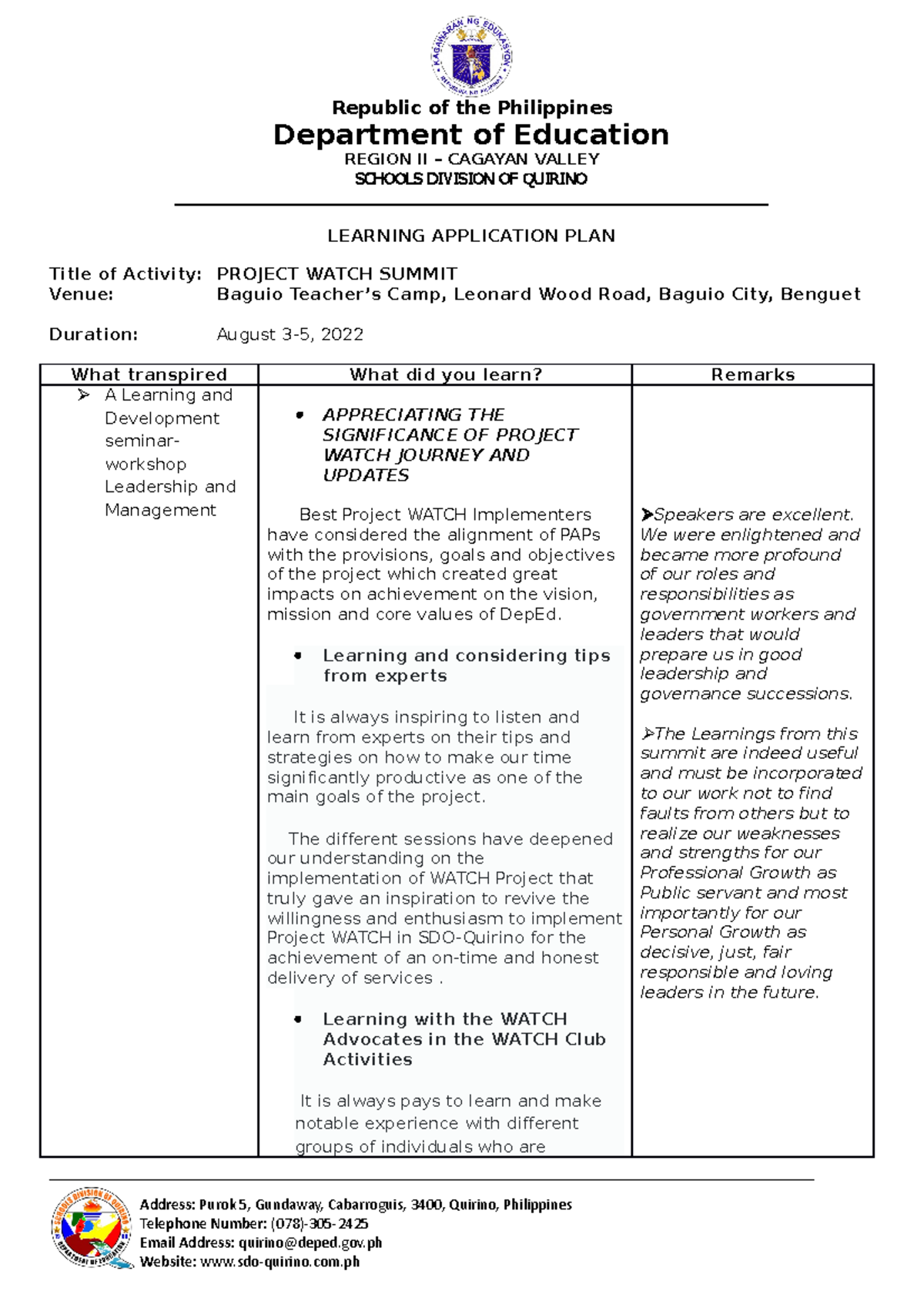 JPP-LAP - Republic of the Philippines Department of Education REGION II ...