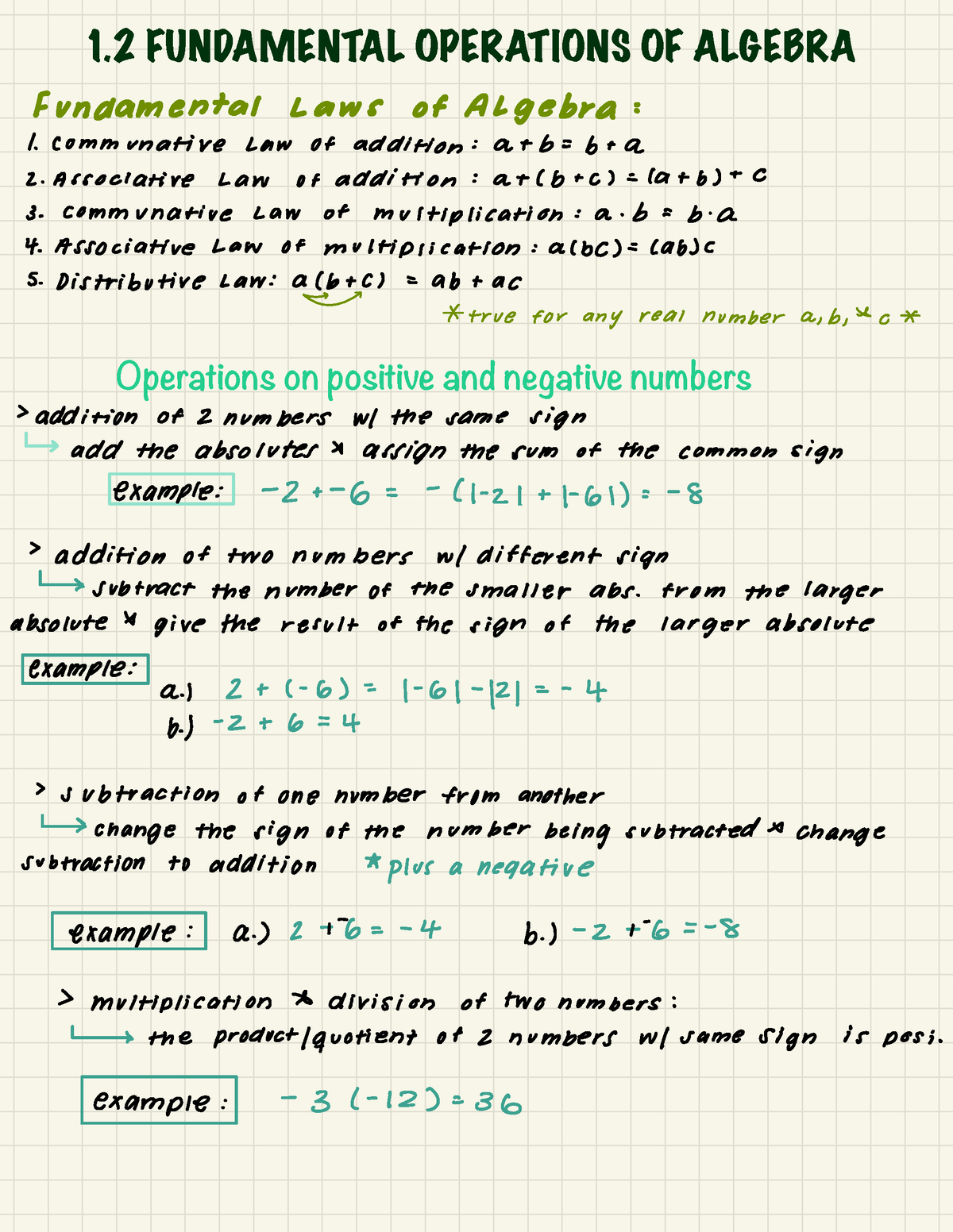 MAT145 - Professor Cano - 1 FUNDAMENTAL OPERATIONS OF ALGEBRA ...