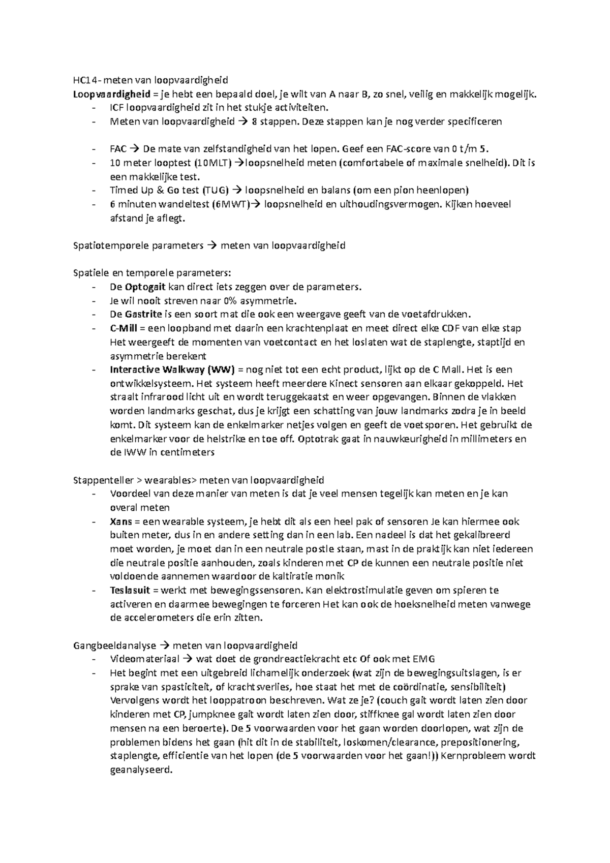 HC14 - Hierin staat het college over het meten van loopvaardigheid ...