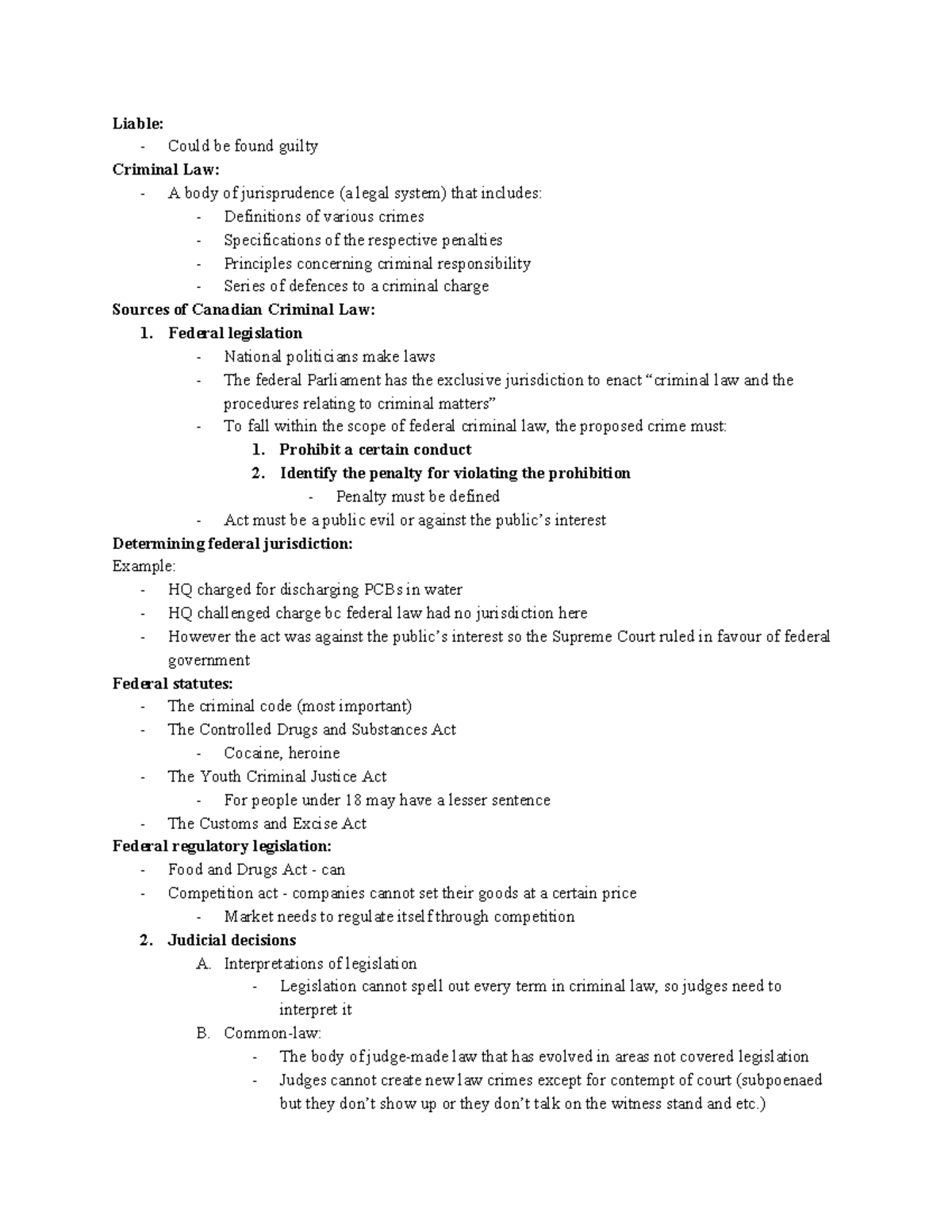 Chapter 3 - Criminal Law - Liable: - Could be found guilty Criminal Law ...