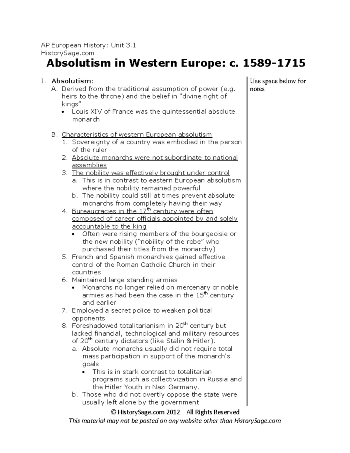06-absolutism in western europe - © HistorySage 2012 All Rights ...
