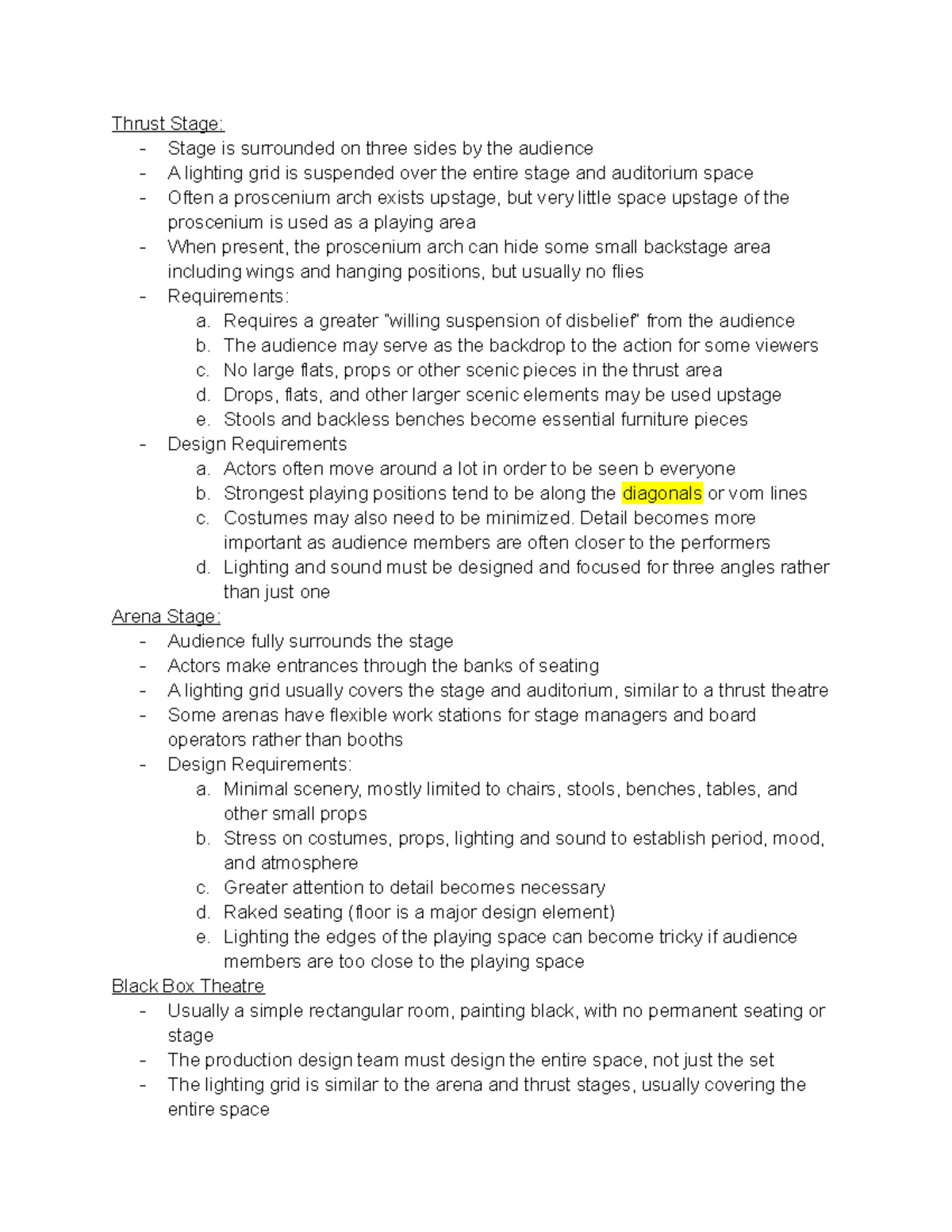 Stages - Lecture notes, Intro to Theatrical Design taught by Sarah ...