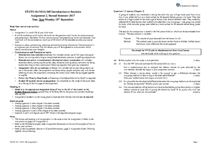 Stats 108 - Assignment One - STATS 10x Assignment 1 STATS 101/101G/108 ...