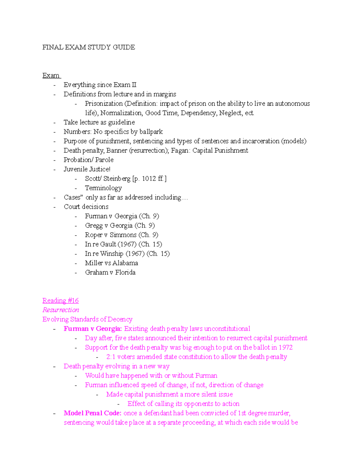 Final EXAM lecture - FINAL EXAM STUDY GUIDE Exam - Everything since ...