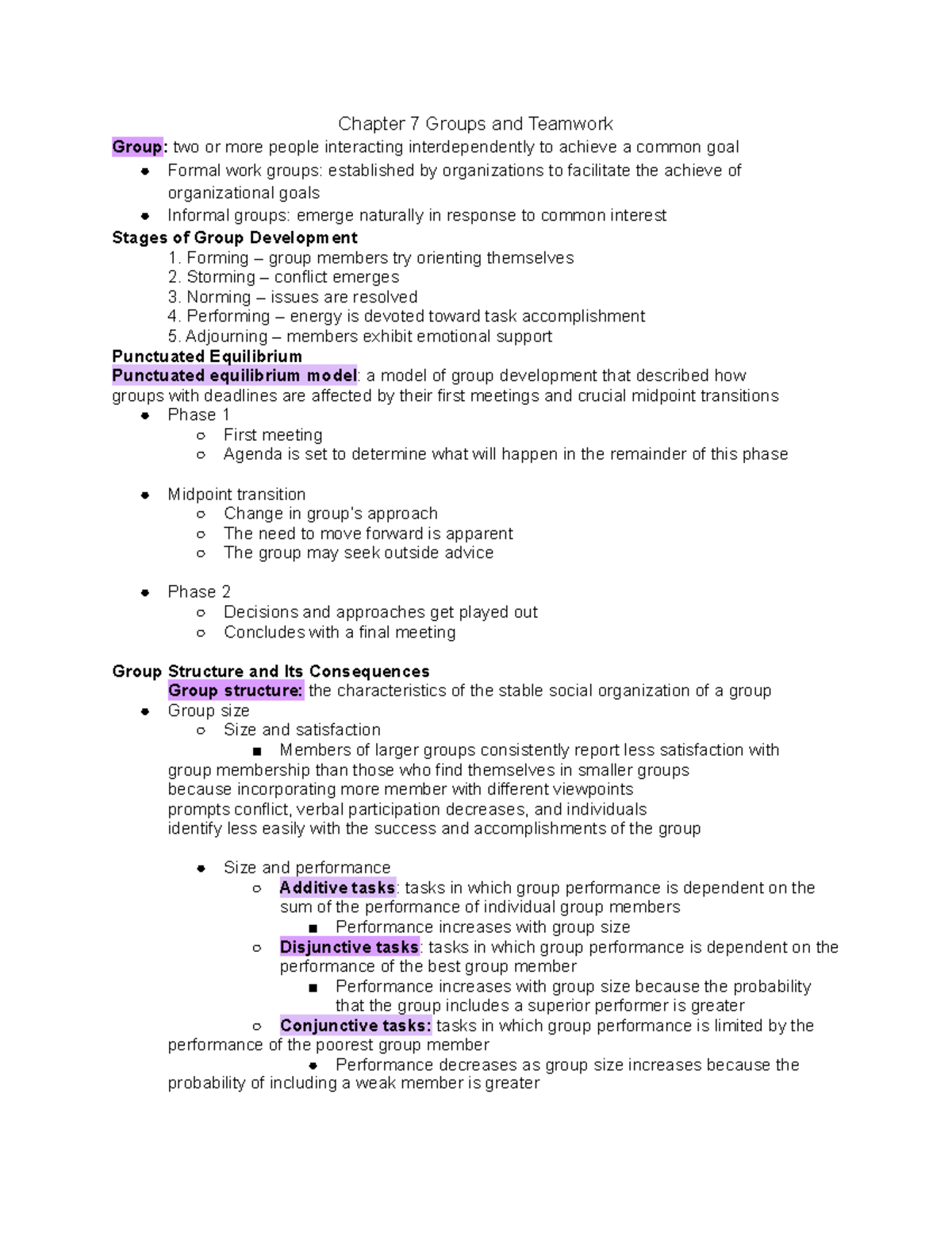 Chapter 7 Groups and Teamwork - Chapter 7 Groups and Teamwork Group ...