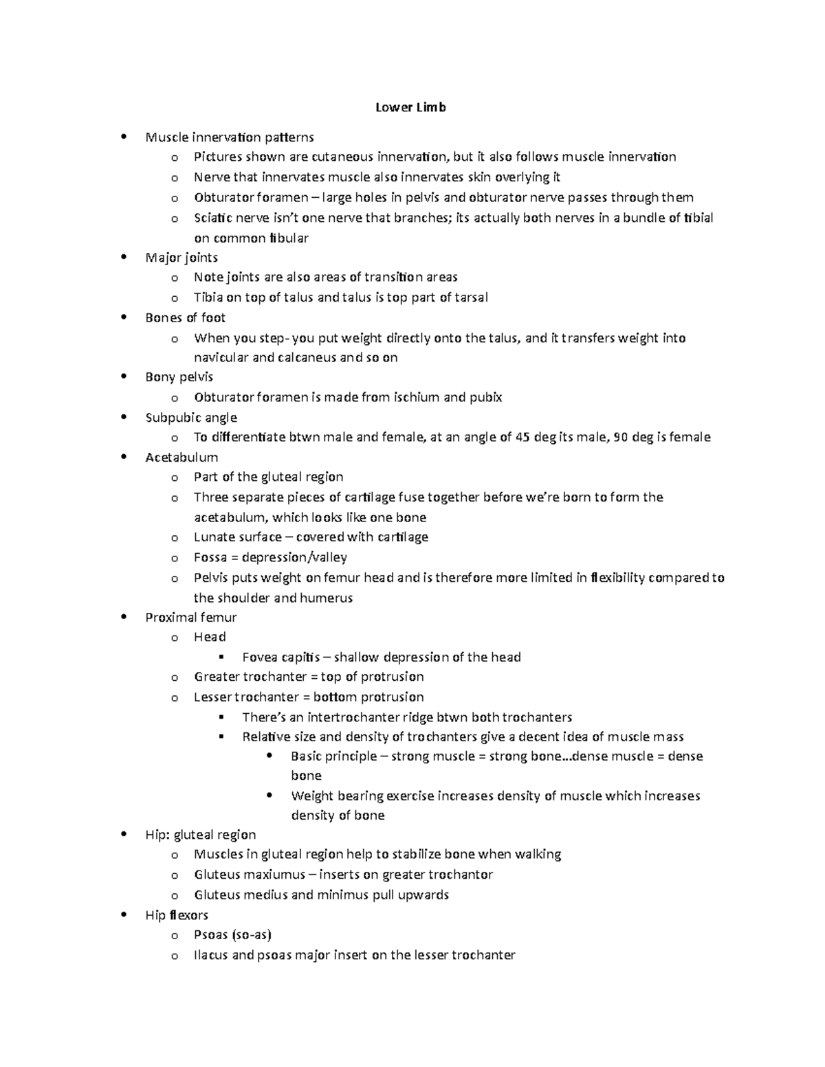 Lower Limb Dr. Nichols teaches his class by going through the body's