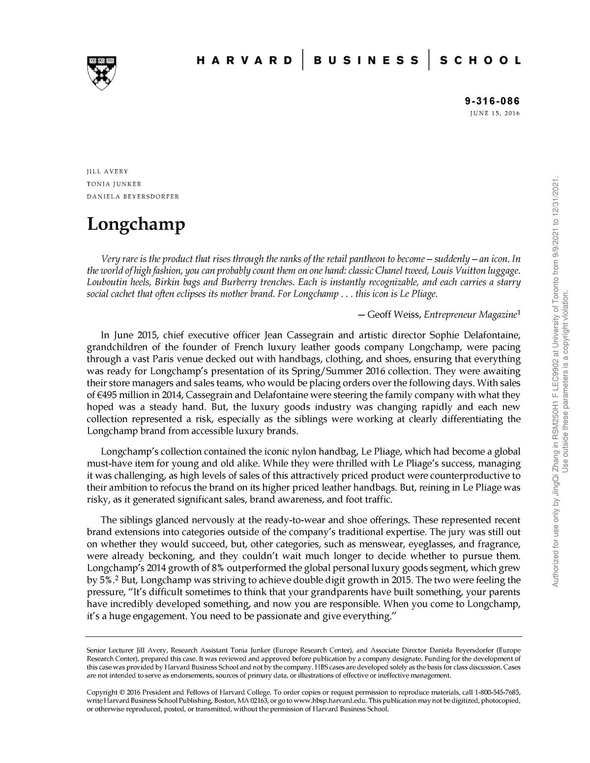 Longchamp case discount study