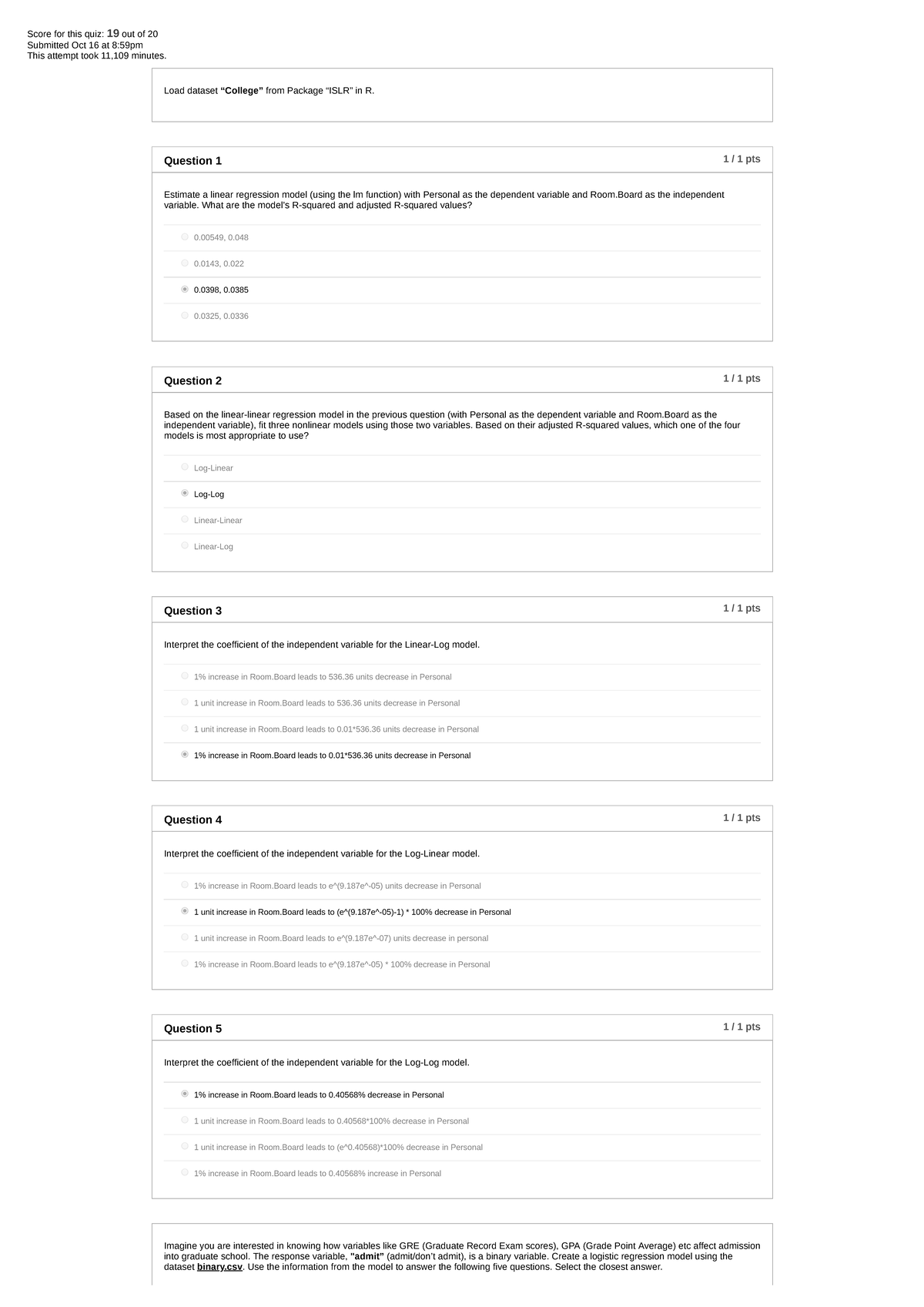 Midterm Exam Part 2 Data Analytics Business - MGT-6203-OAN - Score for 