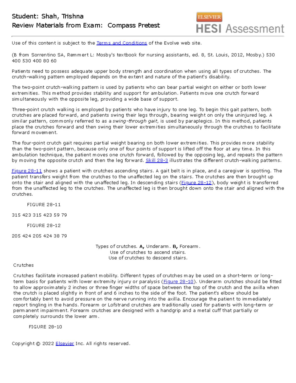 Crutches (helpful notes for NCLEX) Review Materials from Exam