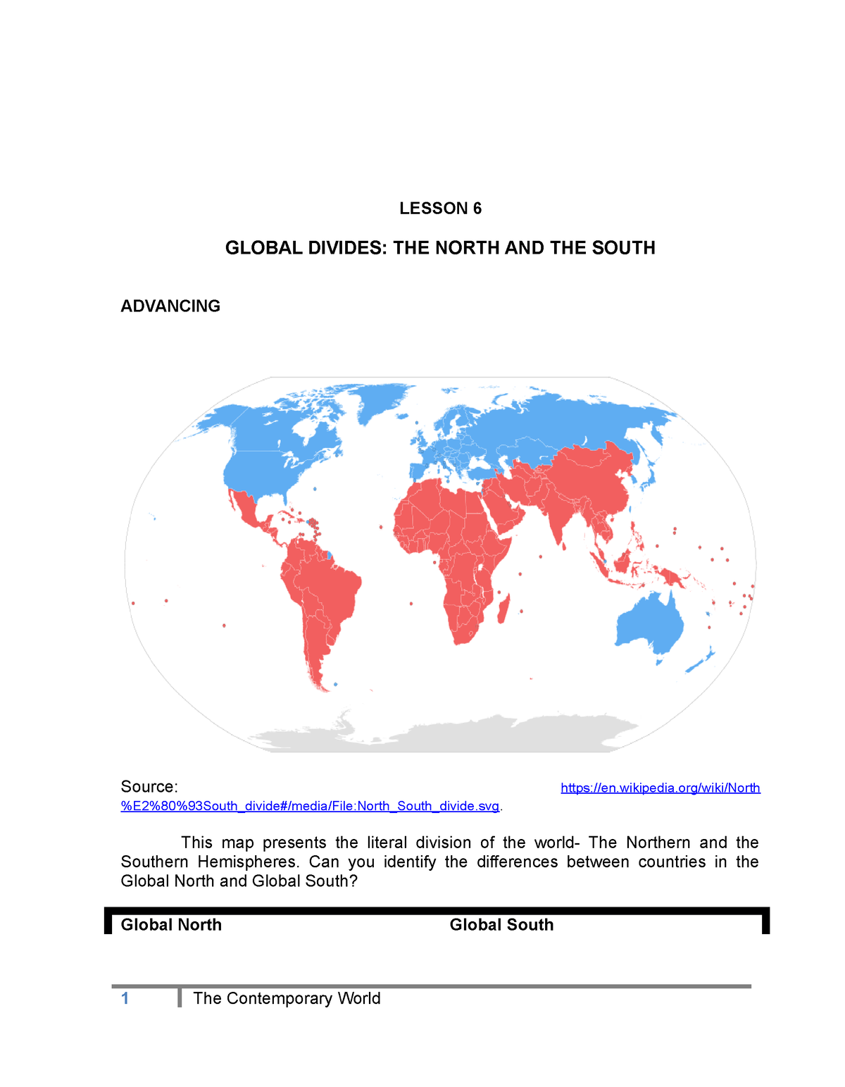 Reviewer-FOR- Midterm - LESSON 6 GLOBAL DIVIDES: THE NORTH AND THE ...