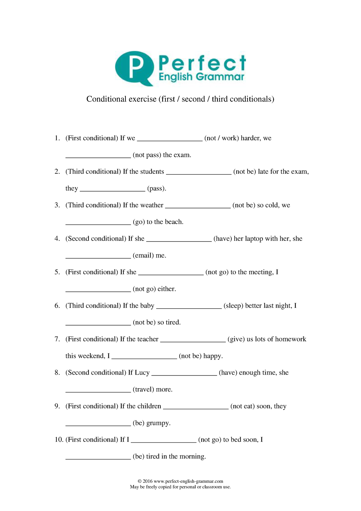 Second conditional exercises pdf