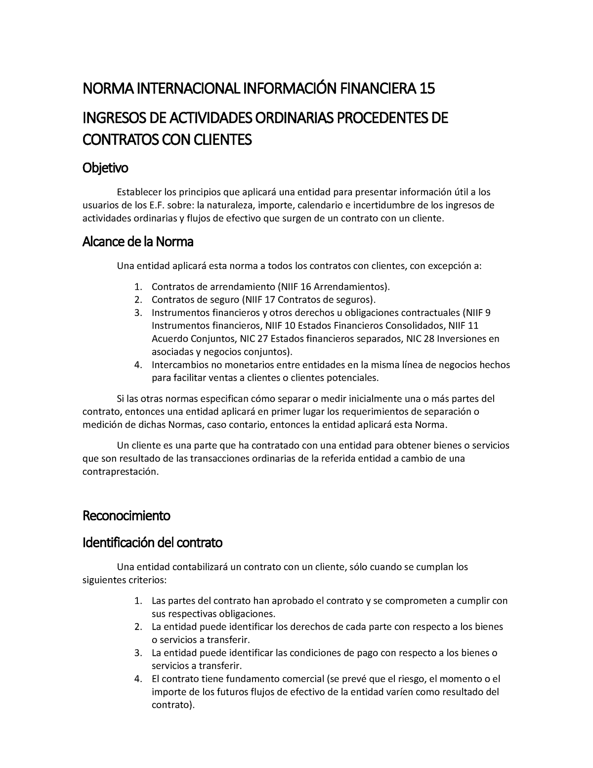 Resumen Niif 15 Niif Normas Internacionales De Información Financiera Norma Internacional 0918