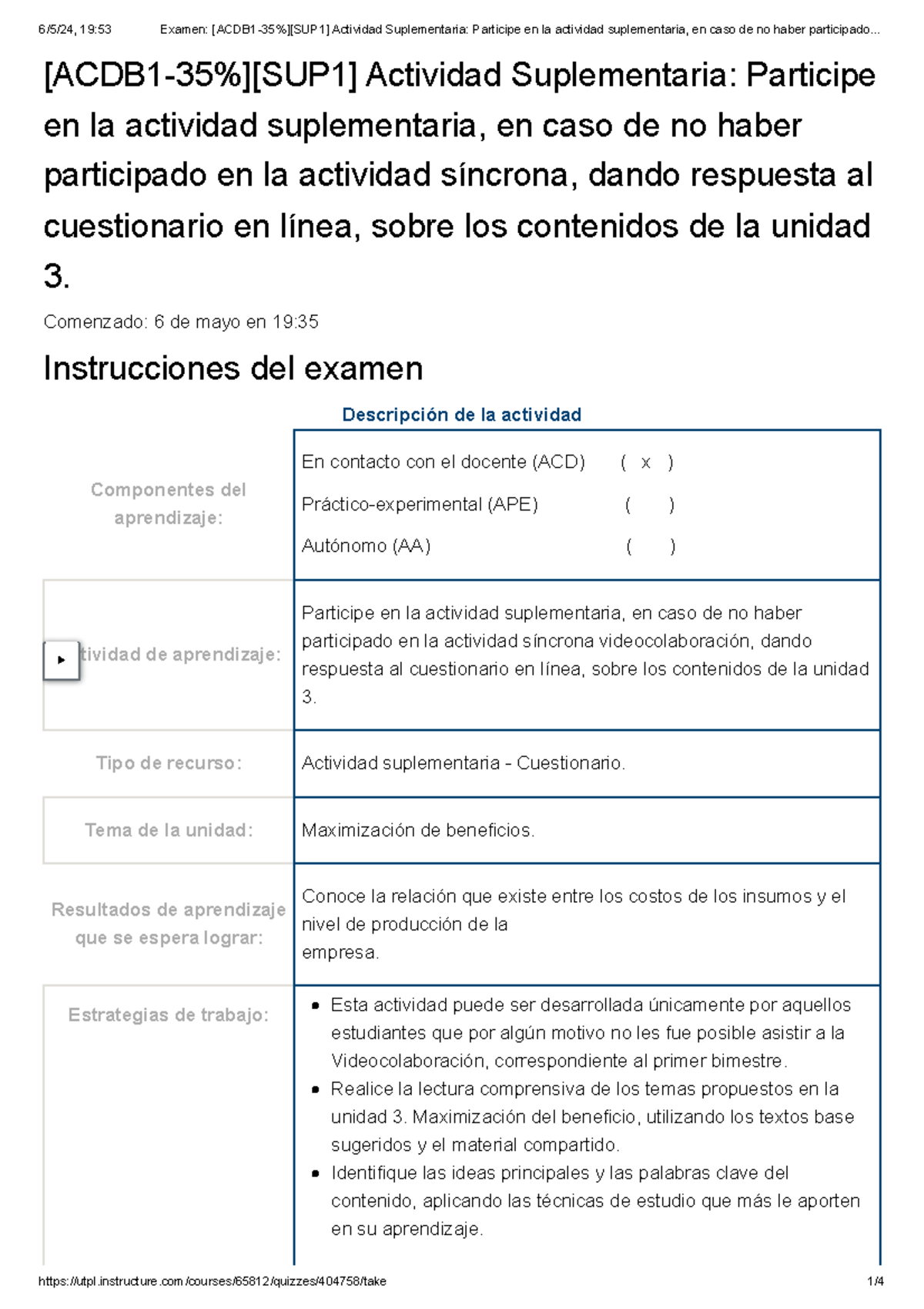 Examen~1 - [ACDB1-35%][SUP1] Actividad Suplementaria: Participe En La ...