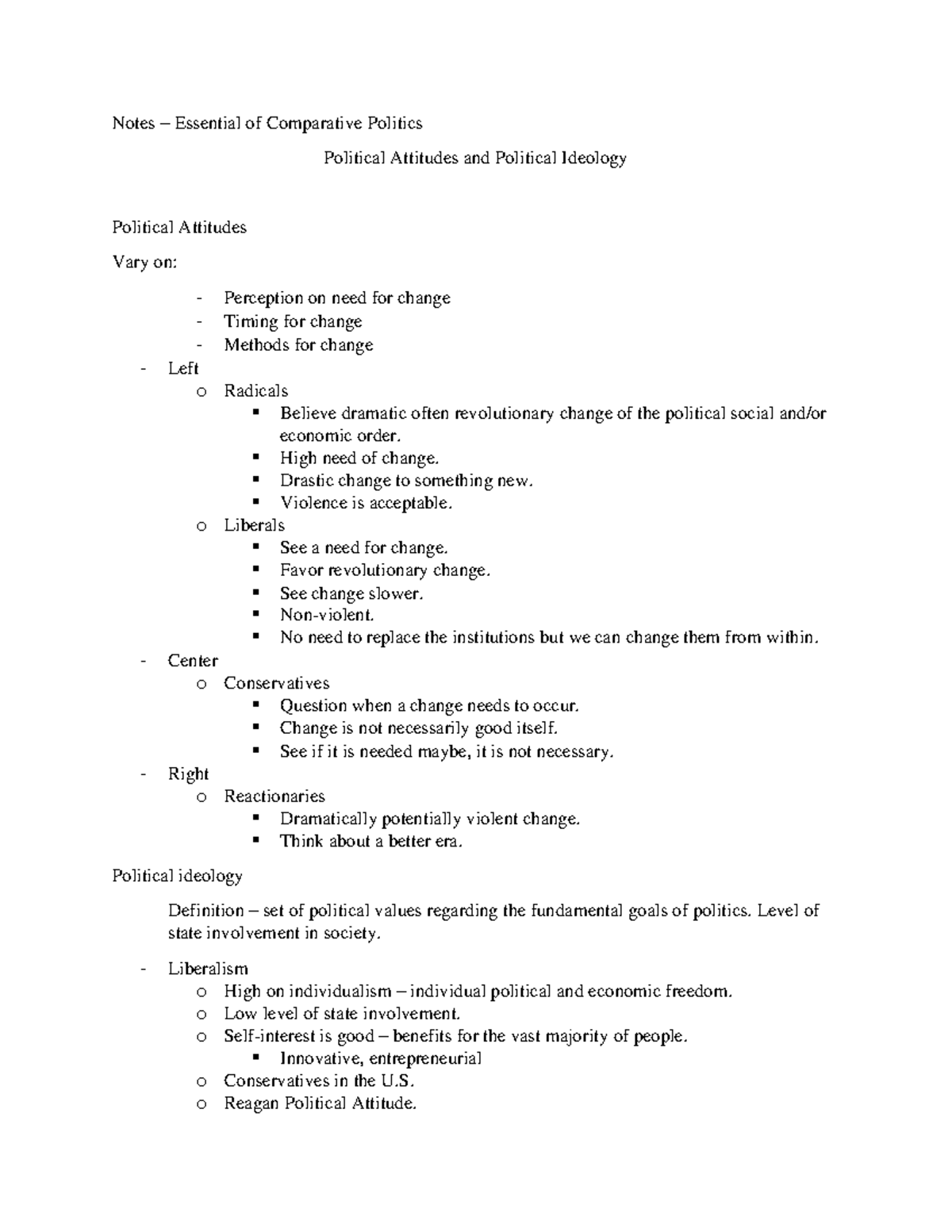 Comparative Politics Week 2 Notes Essential Of Comparative Comparative Politics Week 2 Notes Essential Of Comparative