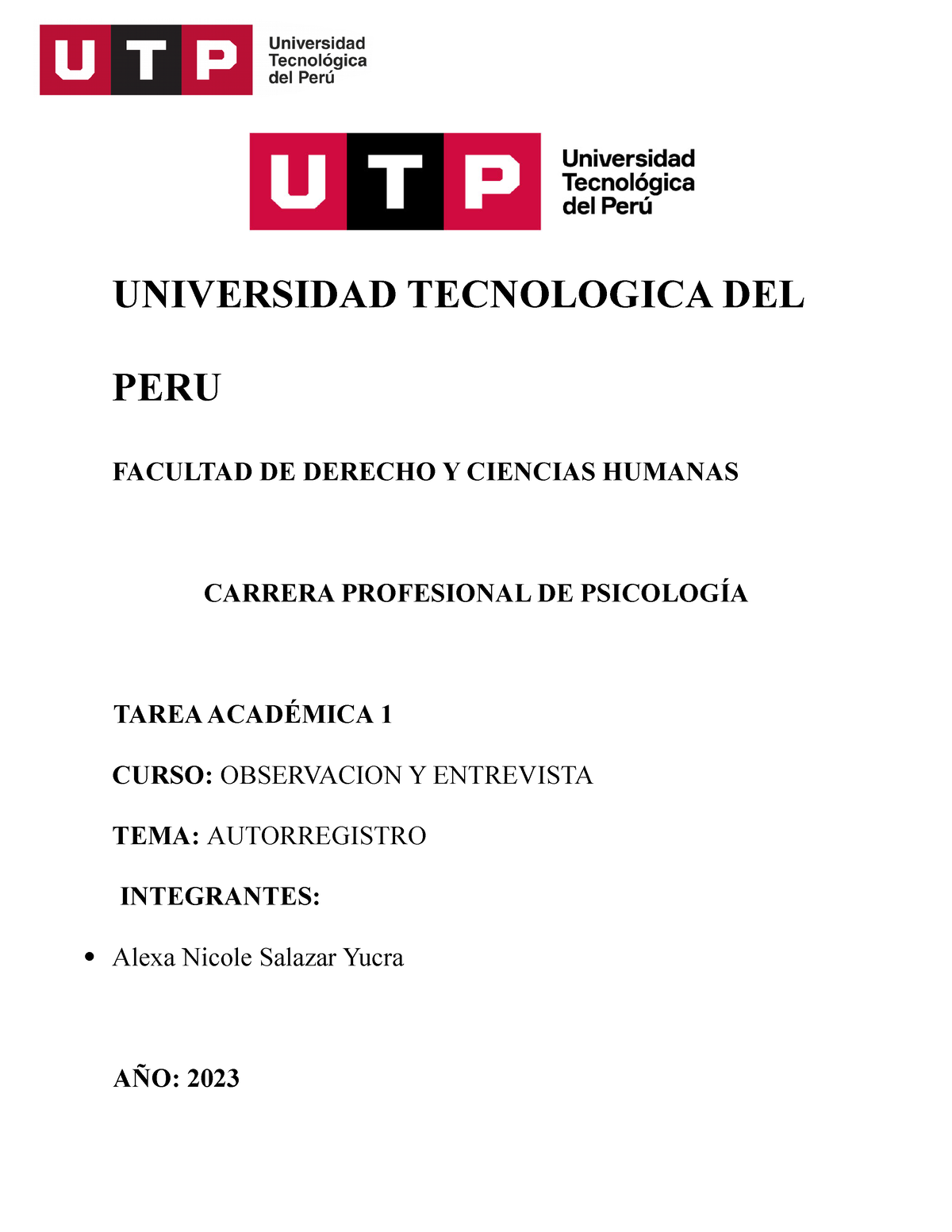 Autorregistro - .... - UNIVERSIDAD TECNOLOGICA DEL PERU FACULTAD DE ...