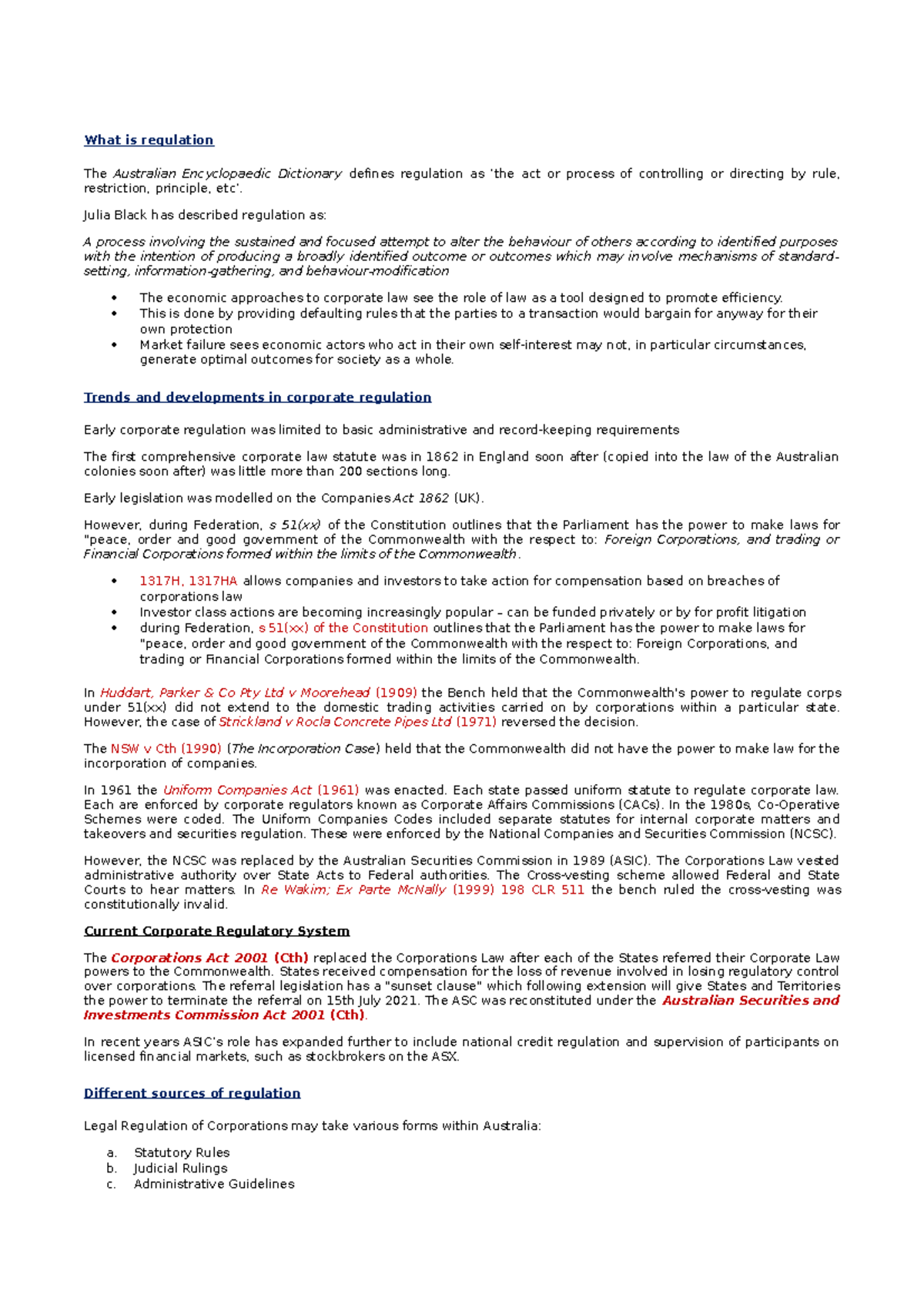 LOA Summary - Corporations and Associations Law - What is regulation ...