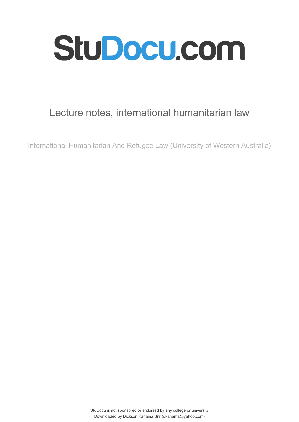 Lecture Notes International Humanitarian Law - StuDocu Is Not Sponsored ...