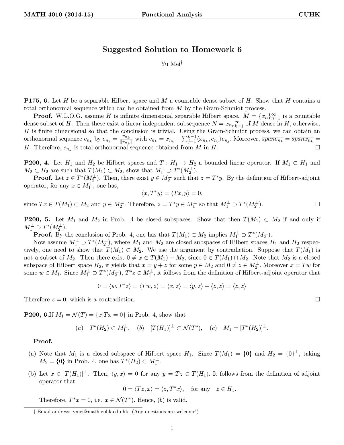 solutions homework functional analysis