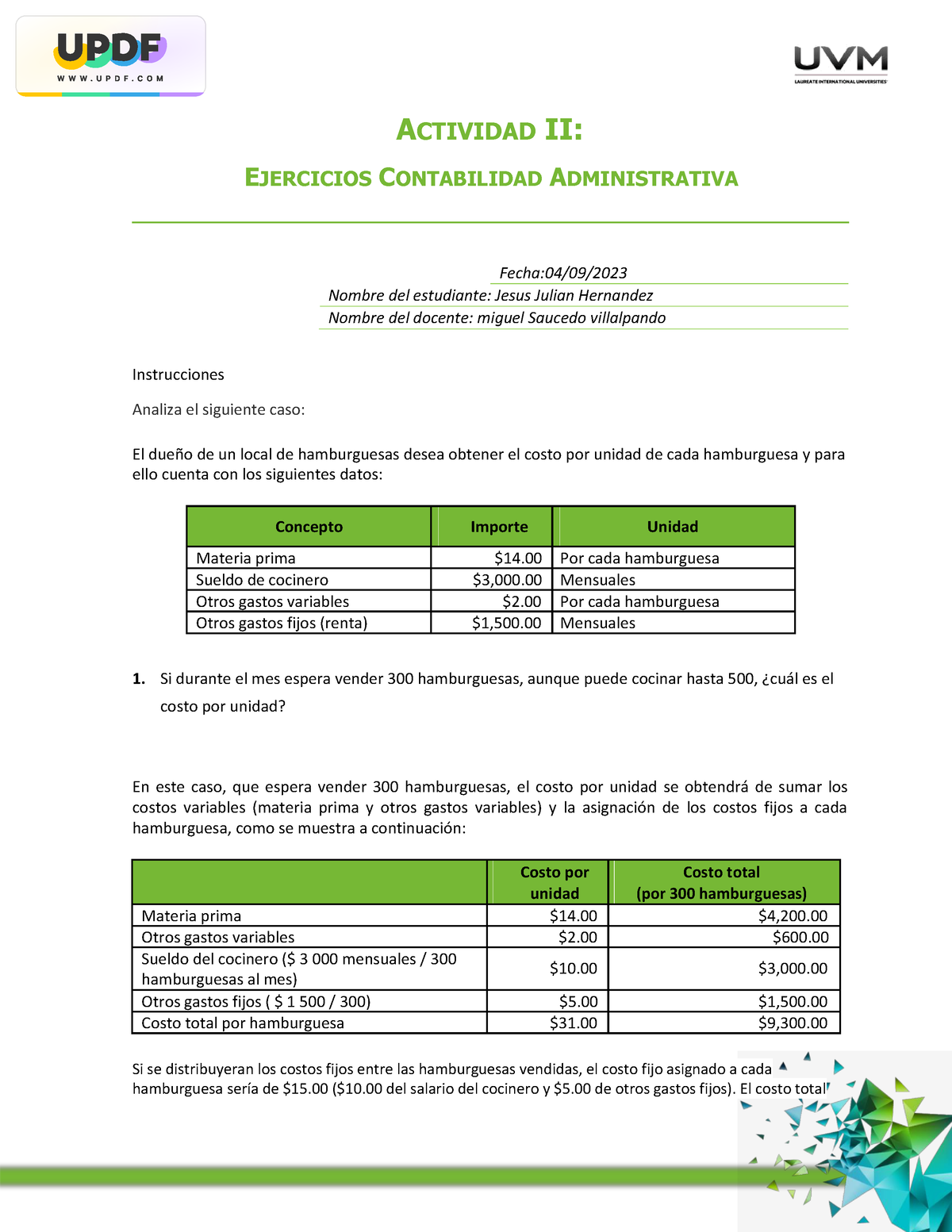 A2 Contabilidad (1) - ACTIVIDAD II: EJERCICIOS CONTABILIDAD ...