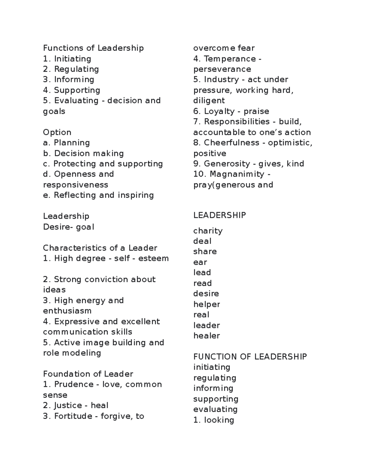 Functions of Leadership - Functions of Leadership Initiating Regulating ...