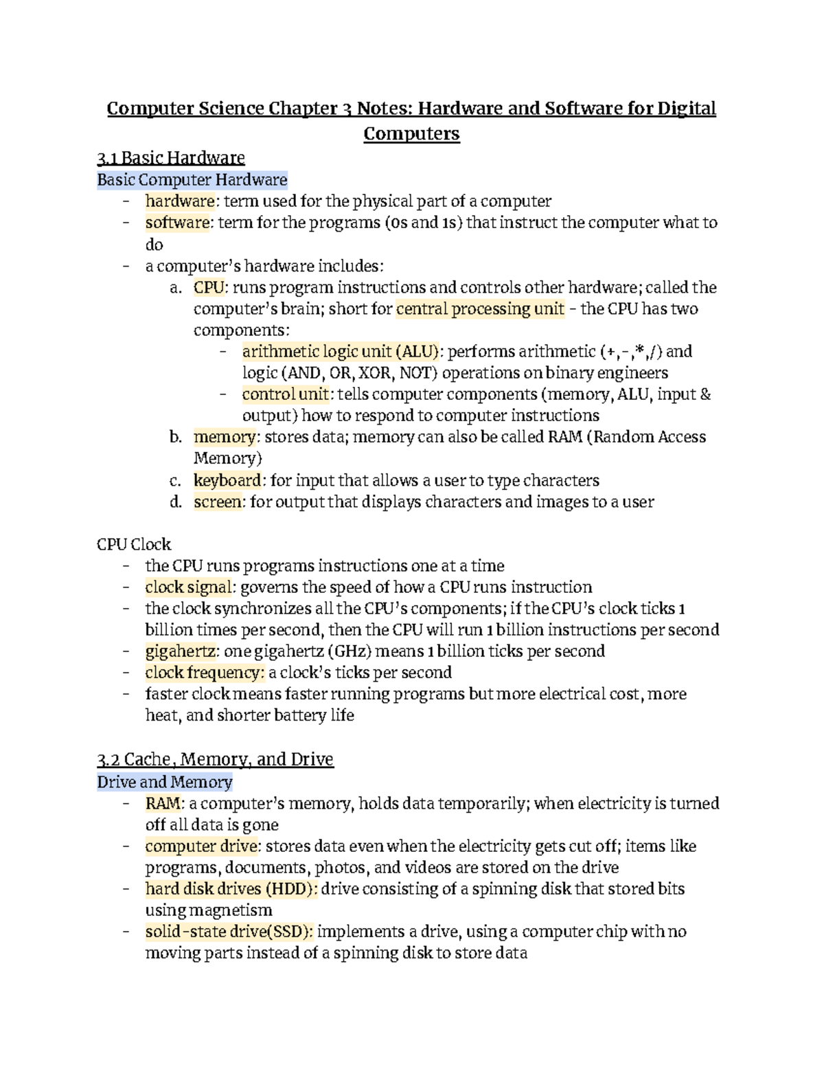 Computer Science Chapter 3 Notes - Computer Science Chapter 3 Notes ...