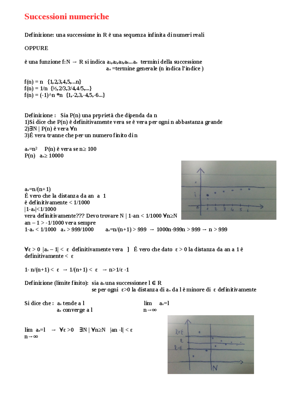 appunti generali di analisi 2 - Successioni numeriche Definizione: una ...