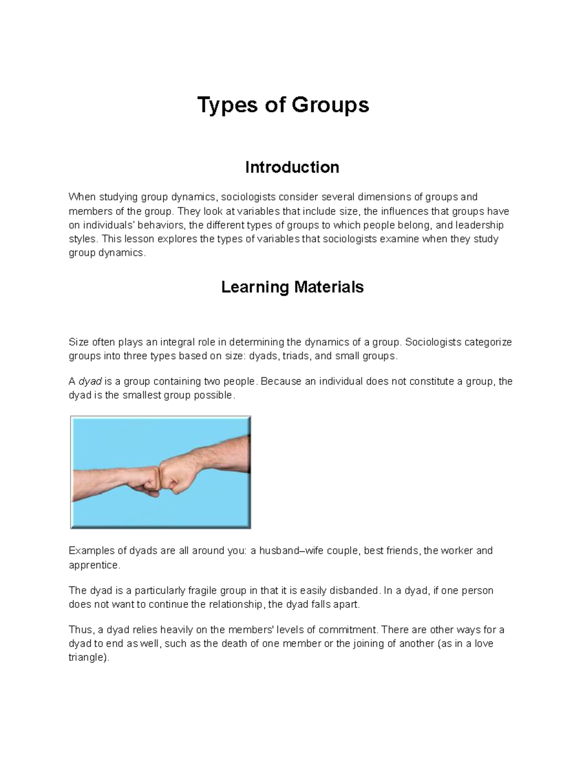 Types of Groups - Types of Groups Introduction When studying group ...