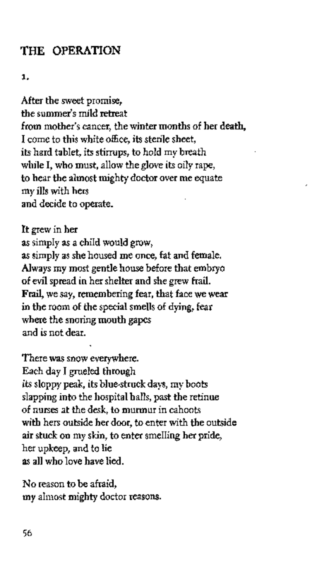 Anne Sexton - The Complete Poems 84 - THE OPERATION After the sweet ...