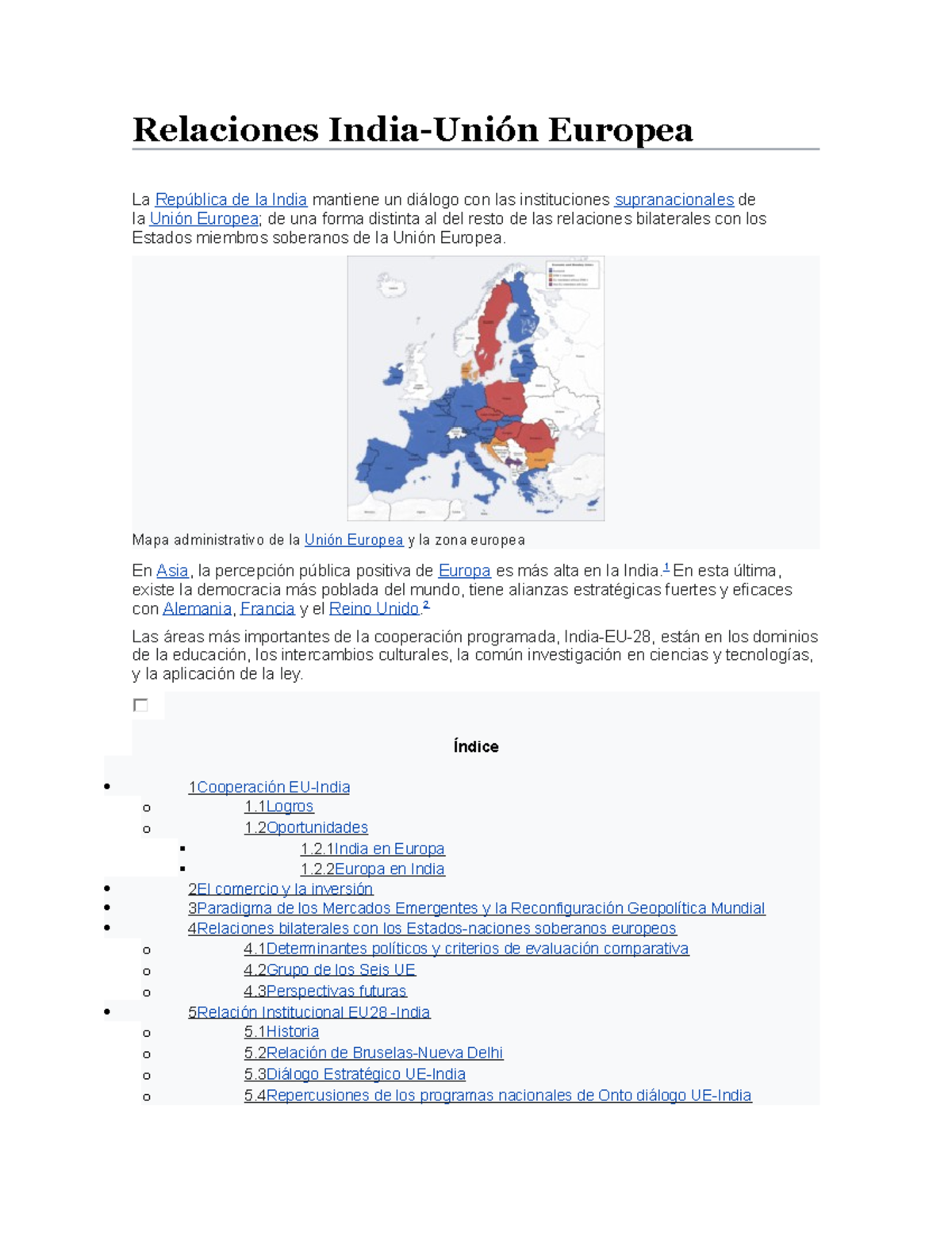 Relaciones India Relaciones IndiaUnión Europea La República de la