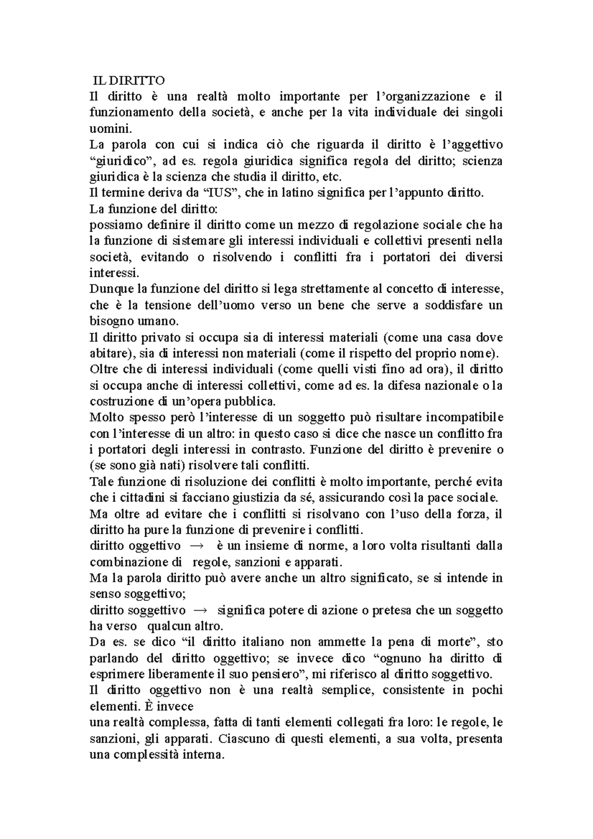 Definizione diritto IL DIRITTO Il diritto una molto importante per e