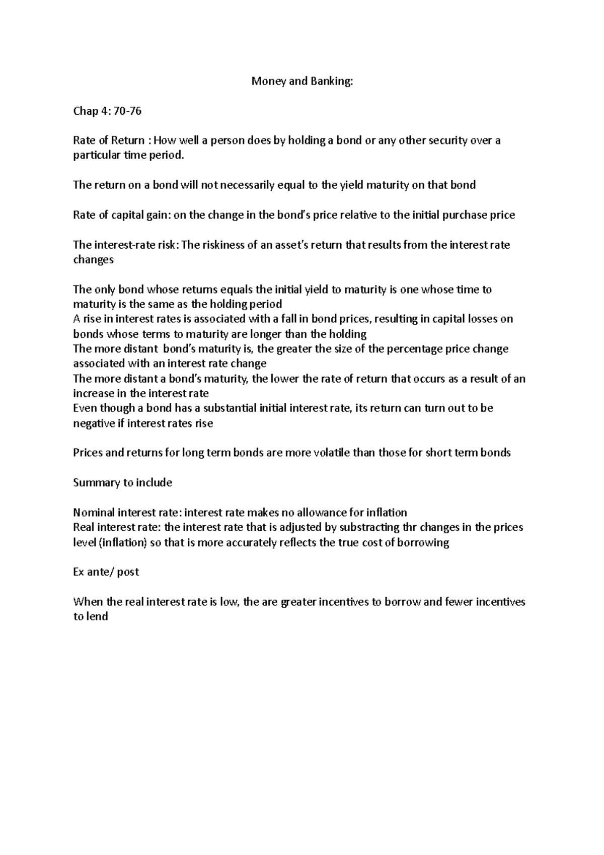 Money and Banking Lecture notes 5 Money and Banking Chap 4 Rate