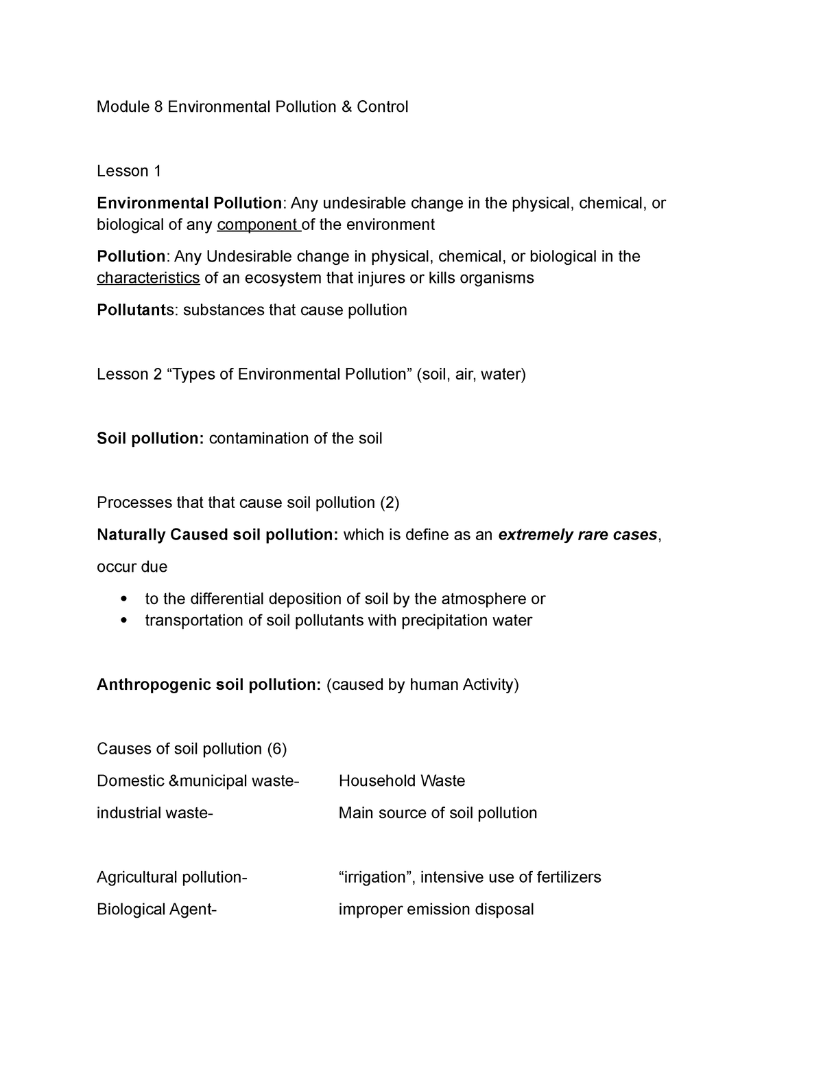 Module 8 Environmental Pollution - Module 8 Environmental Pollution ...