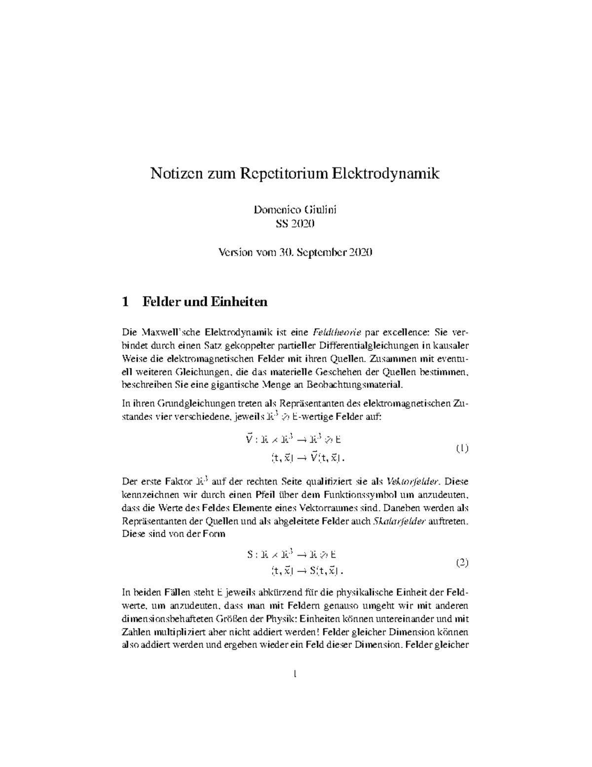 Repetitorium-ED Skript - Theoretische Elektrodynamik - Uni Hannover ...