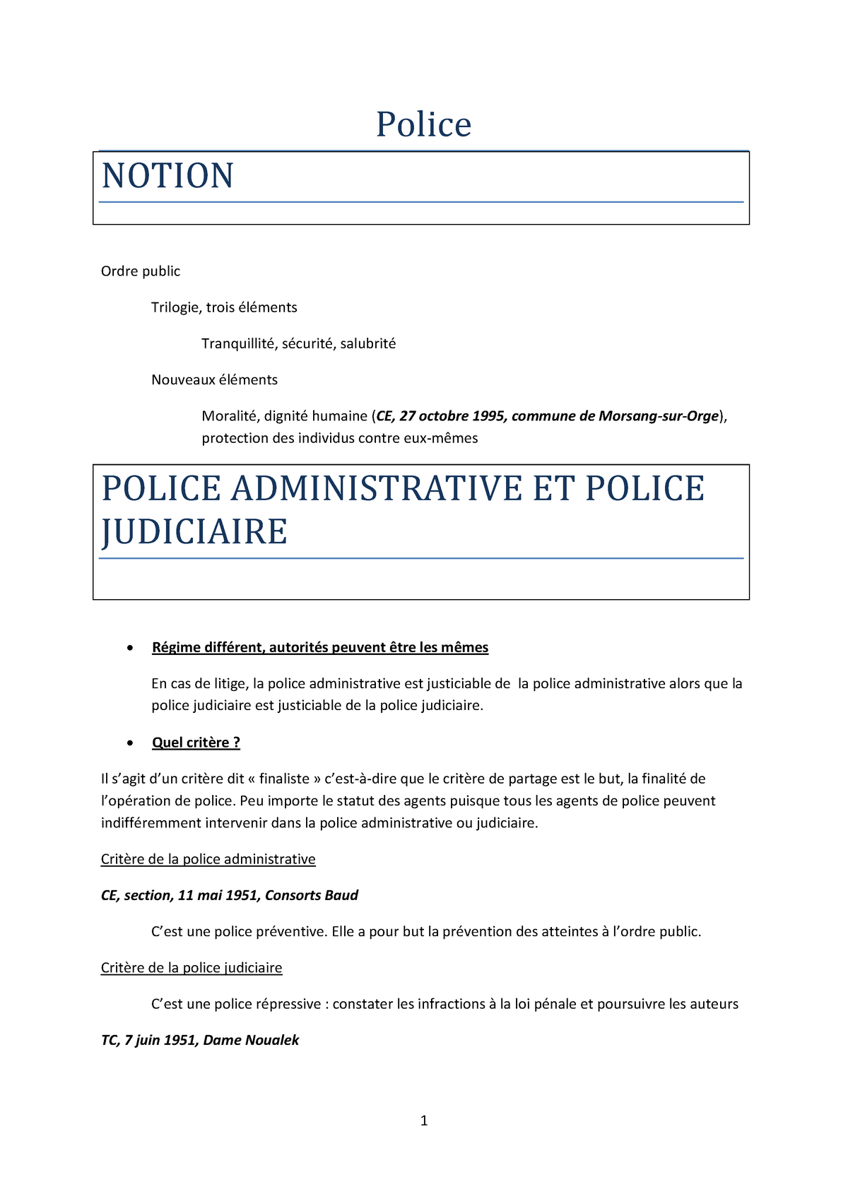 dissertation juridique sur la police administrative