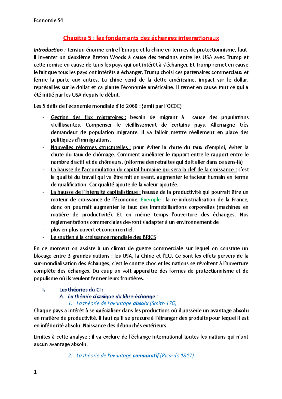 Cours économie S4 - Chapitre 5 : les fondements des échanges ...