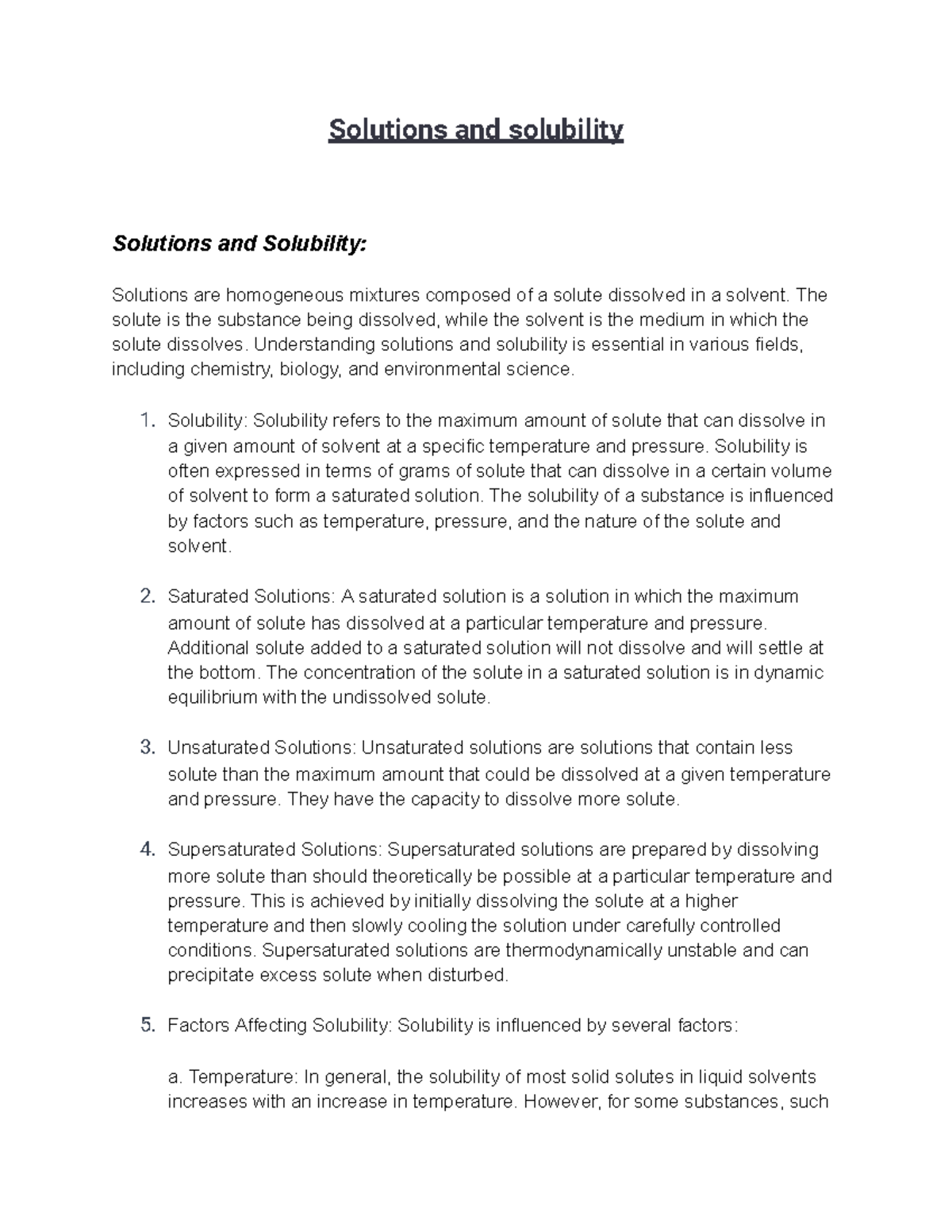 Solubility in Chemistry, Definition, Units & Factors - Video & Lesson  Transcript