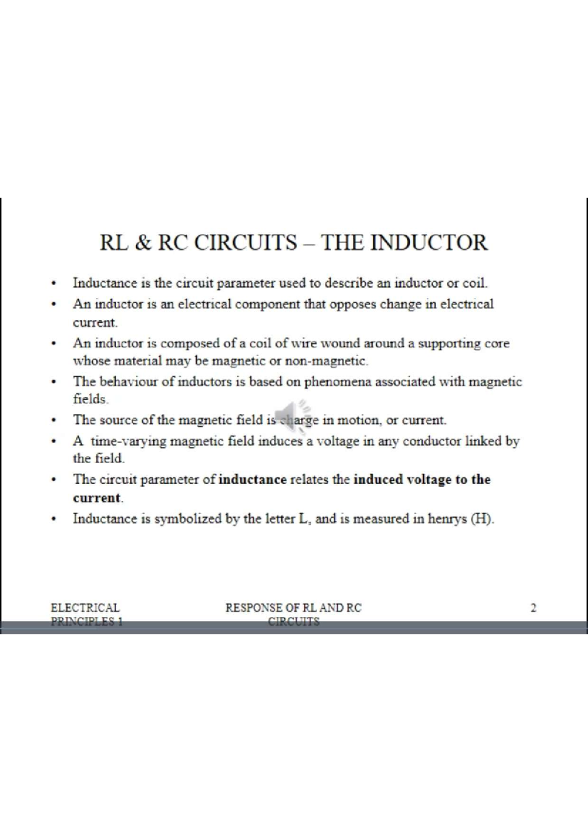 Lecture 10 Part A Section 2 - RL RC CIRCUITS THE INDUCTOR Inductance is ...