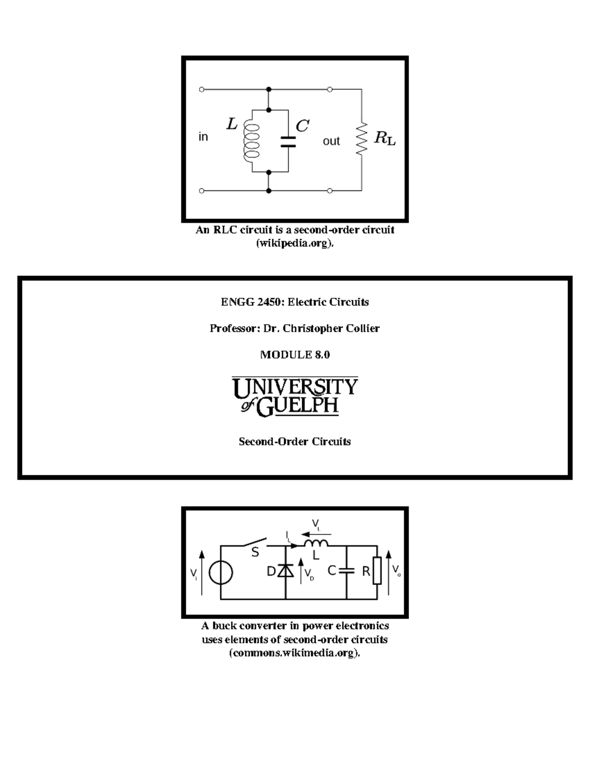Engineering elective An RLC circuit is a secondorder circuit (wikipedia). ENGG 2450 Electric