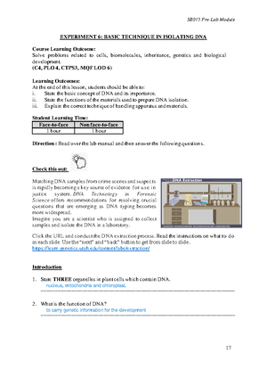 lab report biology matriculation experiment 1 sb015