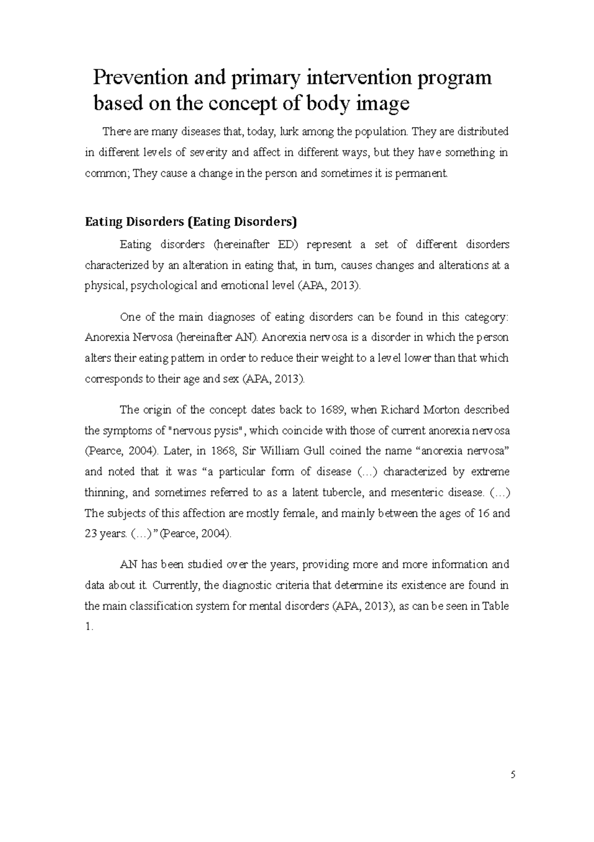 Prevention and primary intervention program based on the concept of ...