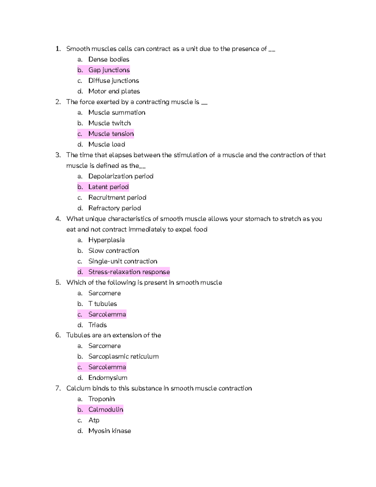 Muscle Tissue Diagram Quiz