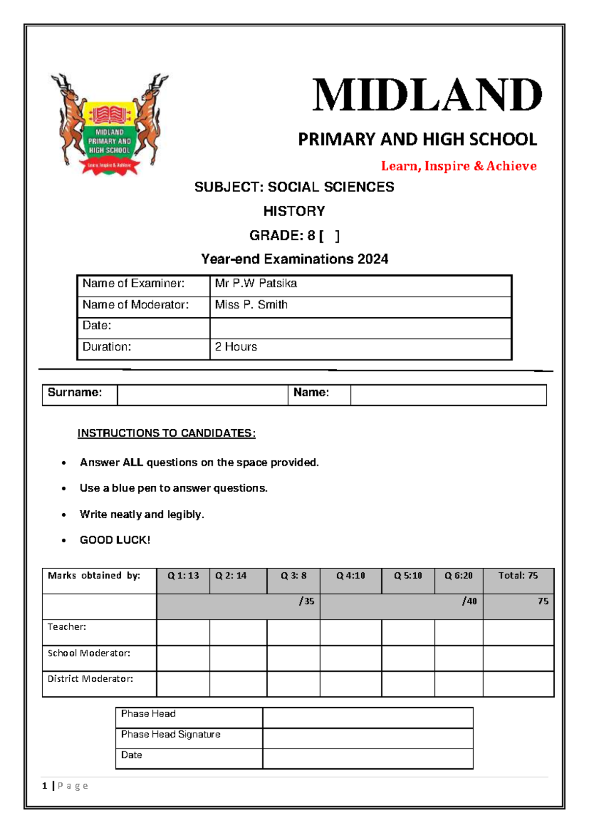 GRADE 8 HISTORY TERM 4 EXAM PAPERS PDF 2023 visual data 5