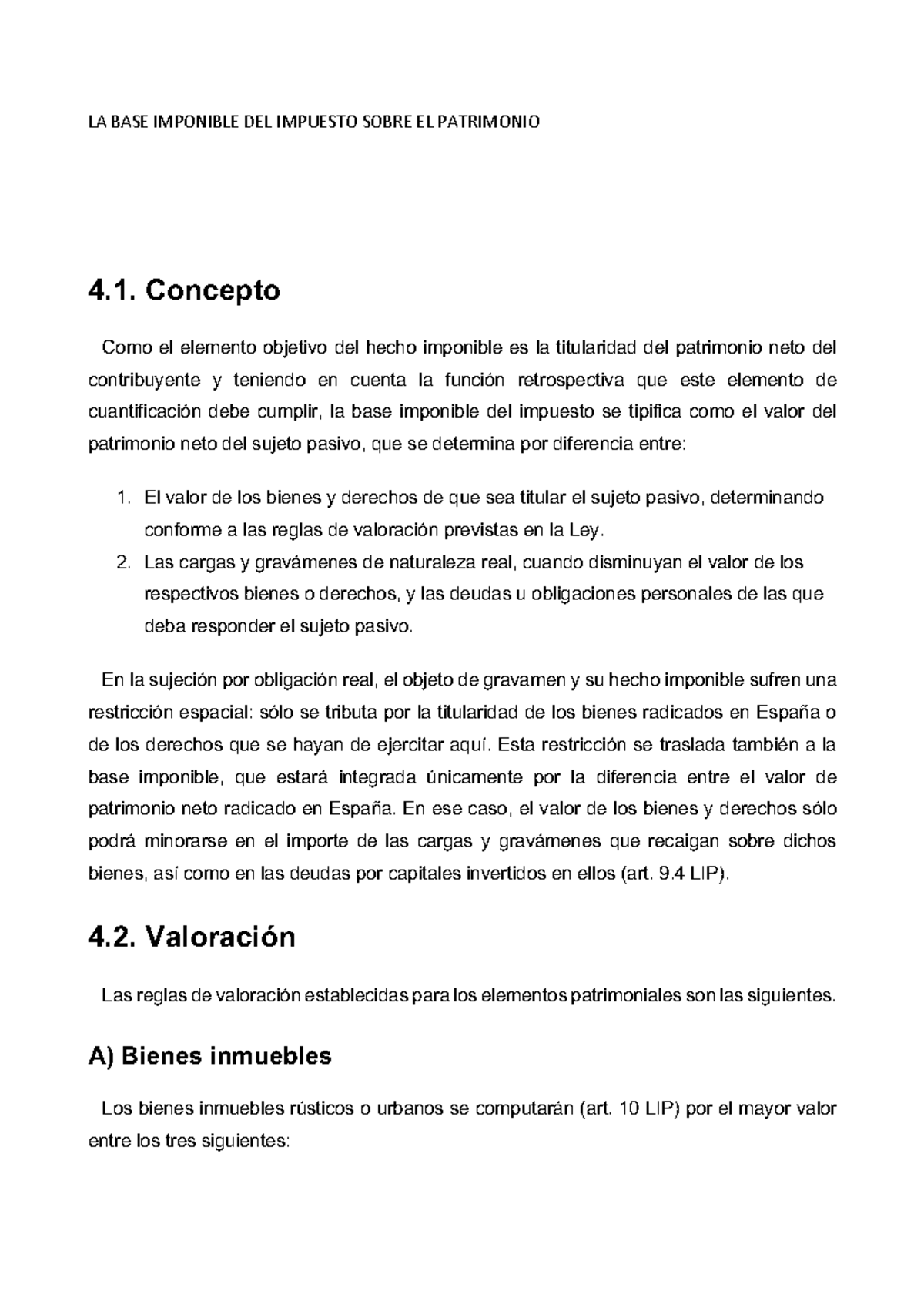 LA BASE Imponible DEL Impuesto Sobre EL Patrimonio - LA BASE IMPONIBLE ...