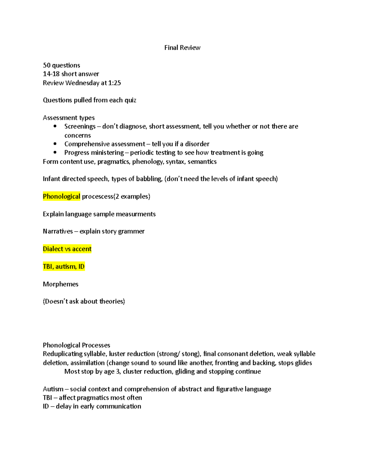 Final Review Notes - Final Review 50 questions 14-18 short answerReview ...