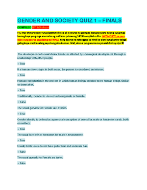 gender mid quiz 2 - 7:55 PM Midterm Quiz 2: Attempt review Started on ...