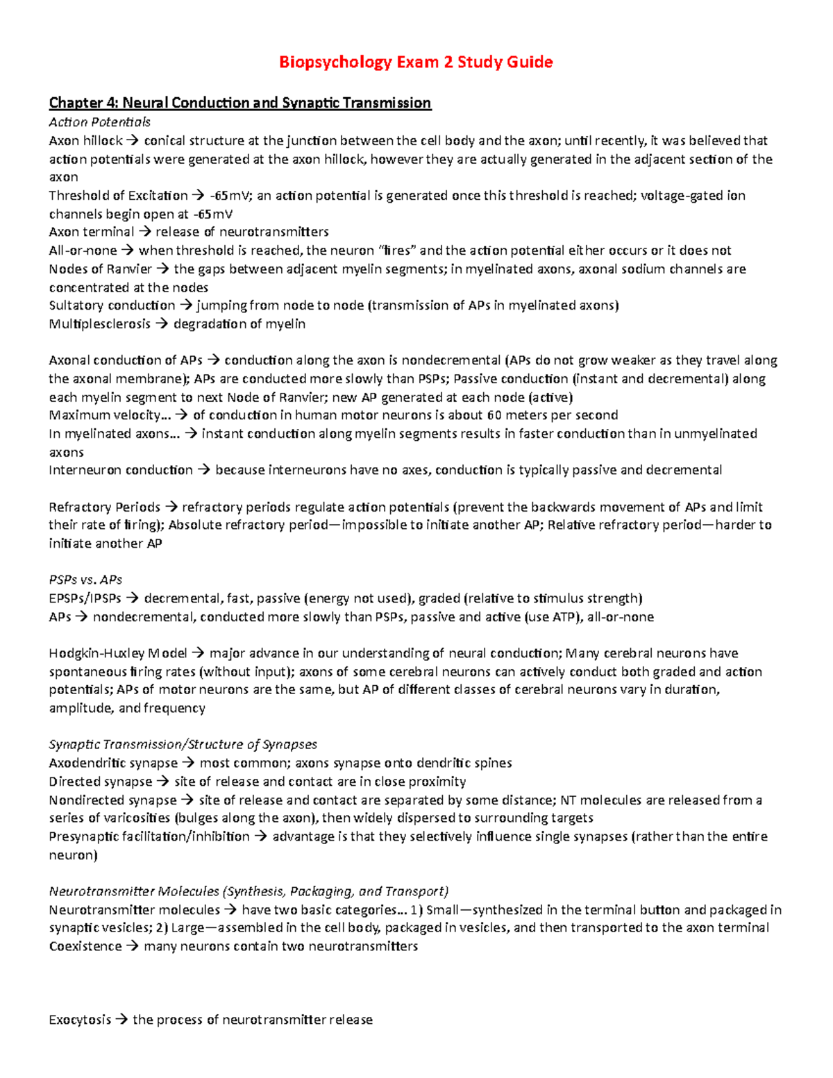 Biopsychology Exam 2 Study Guide - Biopsychology Exam 2 Study Guide ...