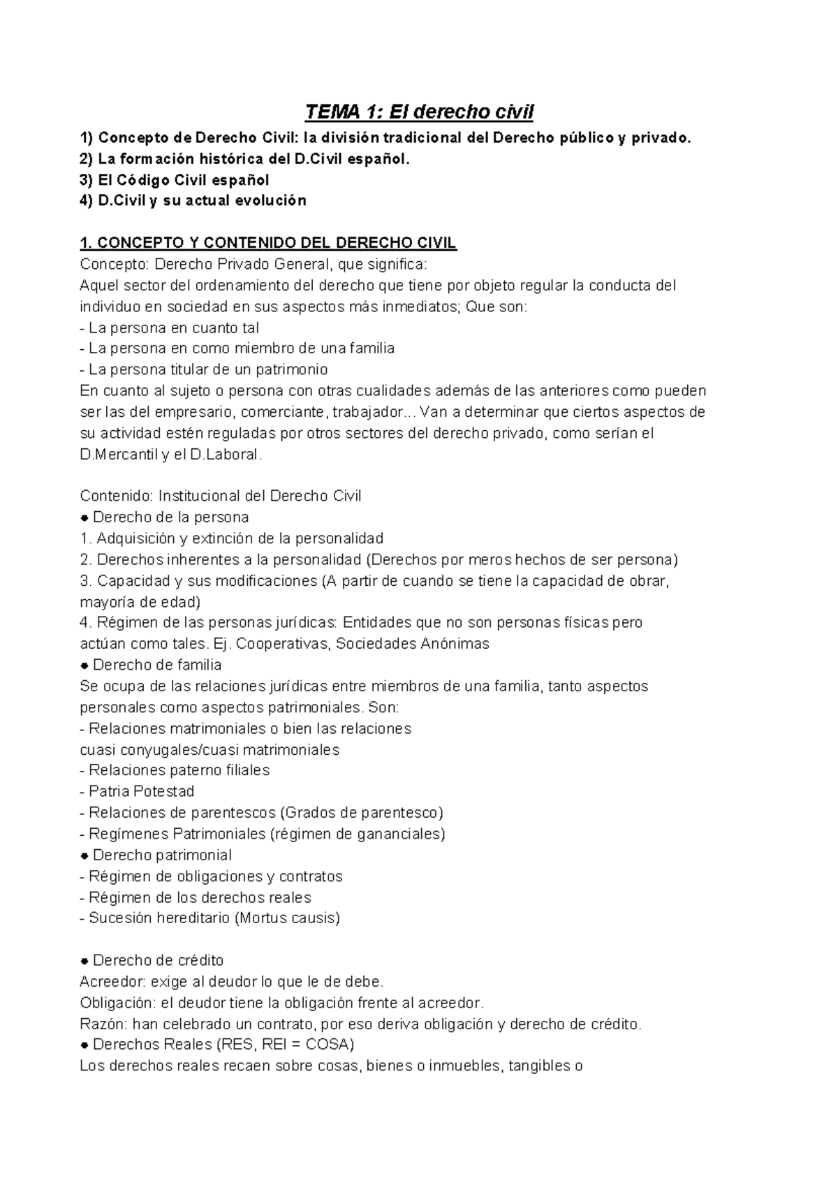 TEMA 1 El Derecho Civil - Apuntes 1 - TEMA 1: El Derecho Civil Concepto ...