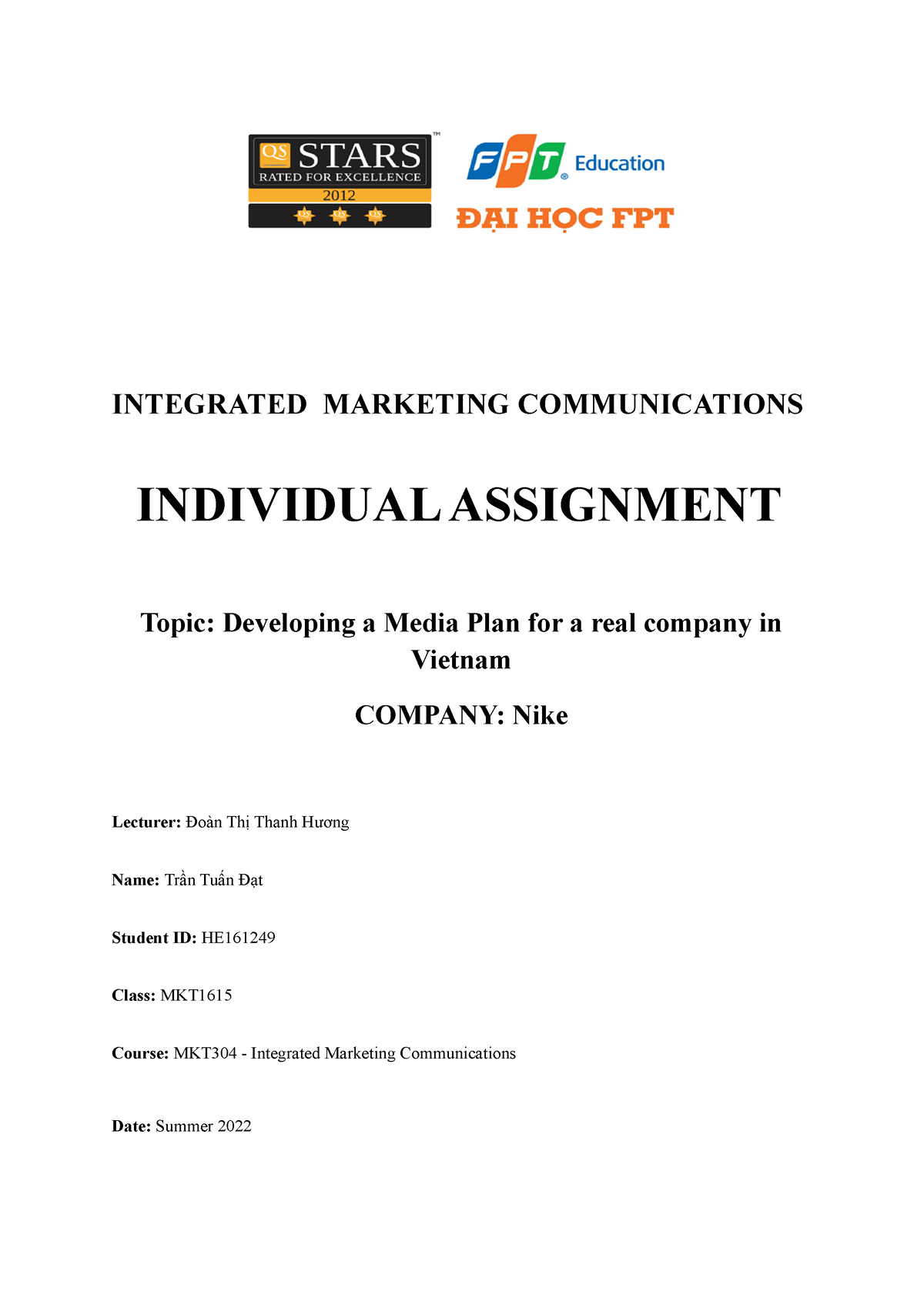 mkt 306 marketing strategy assignment