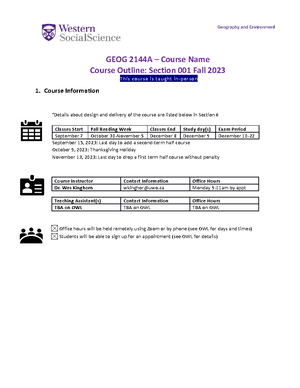 Geography 2144A - Lecture 5 Notes - Geography 2144A Lecture 5 - October ...