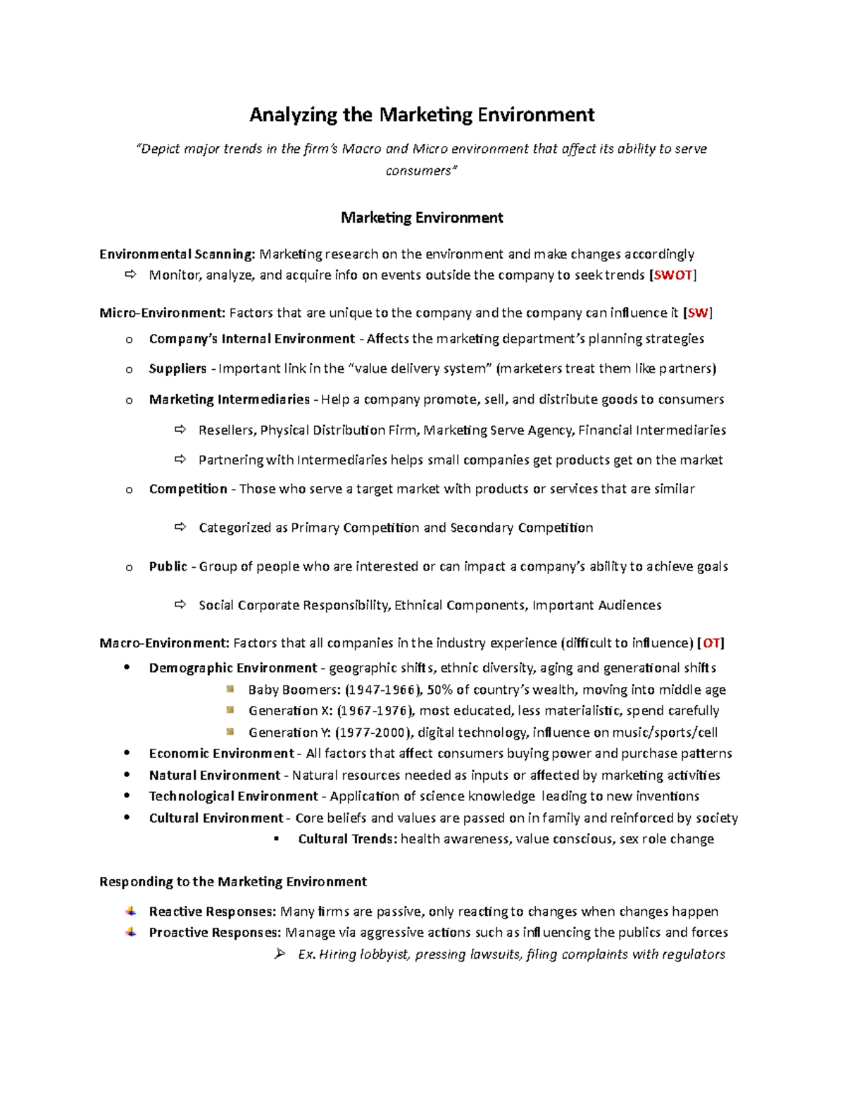 Chapter 4 - MARK 301 - Summary Introduction to Marketing - Analyzing ...